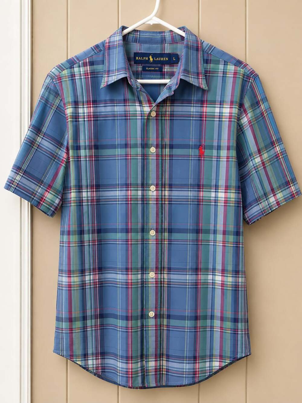 Ralph Lauren Classic Fit Short Sleeve Plaid Button-Down Shirt